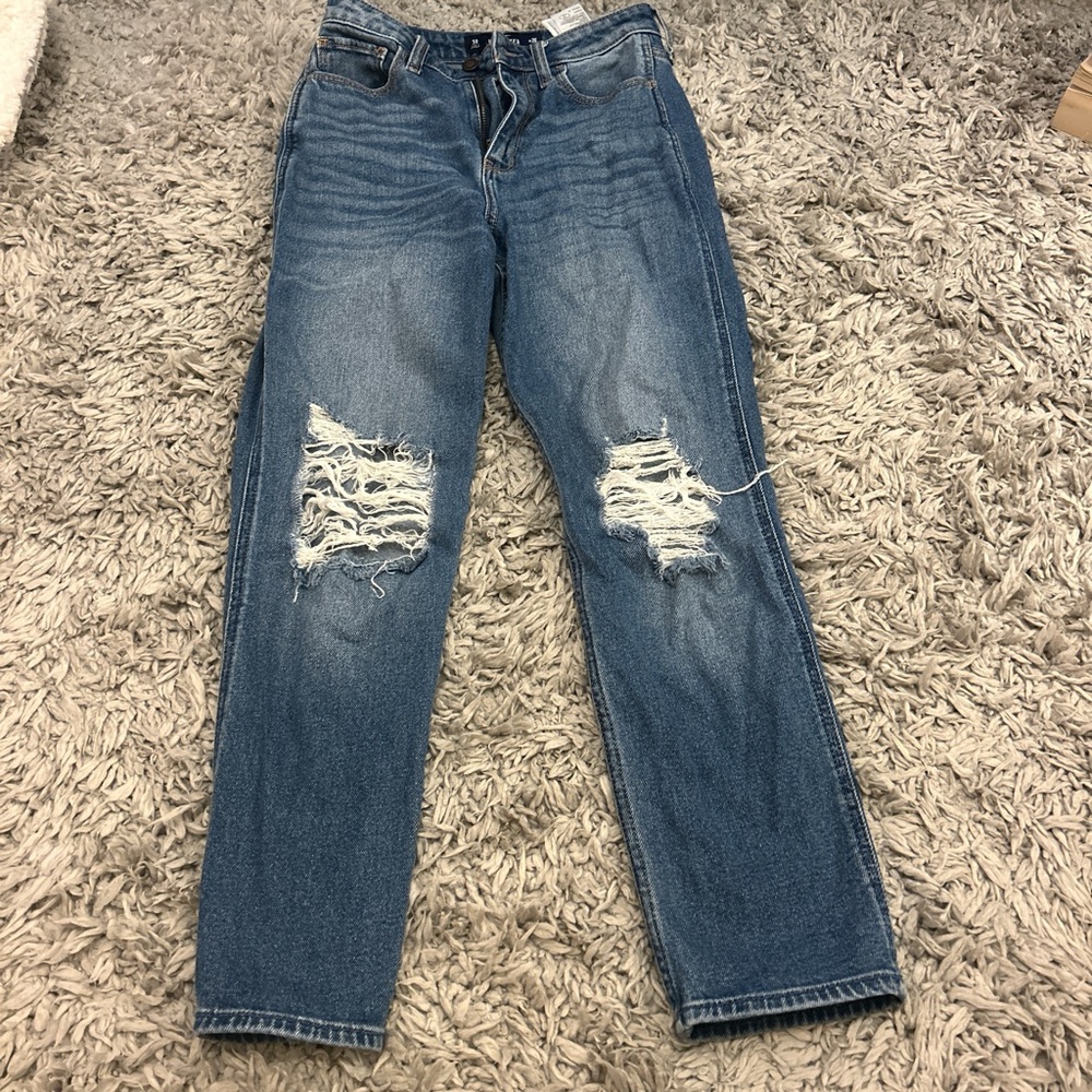 Hollister ultra high rise ripped mom jeans